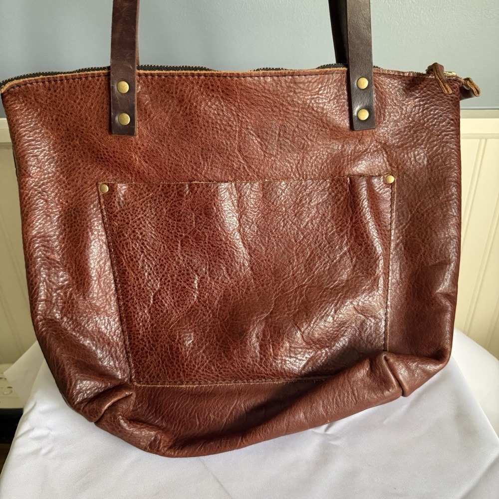 Portland Leather Almost Perfect Medium Leather Tote Bag Purse Nutmeg Brown